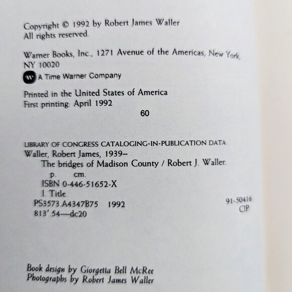 The Bridges of Madison County First Edition Hardcover 1992 Vintage Romance Book - Picture 13 of 14